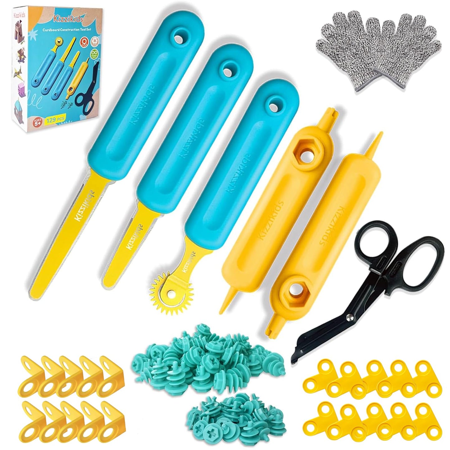 Kizzikids EXPLORE Cardboard Tools – 149-Piece Construction Kit for Creative STEM Play