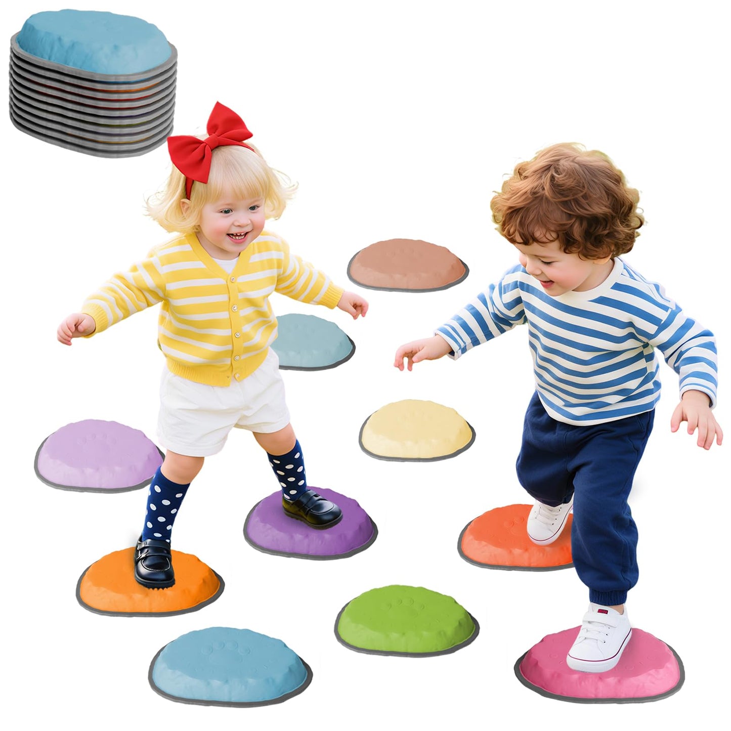 KJR Stepping Stones for Kids – 10-Piece Non-Slip Balance & Motor Skills Toy Set