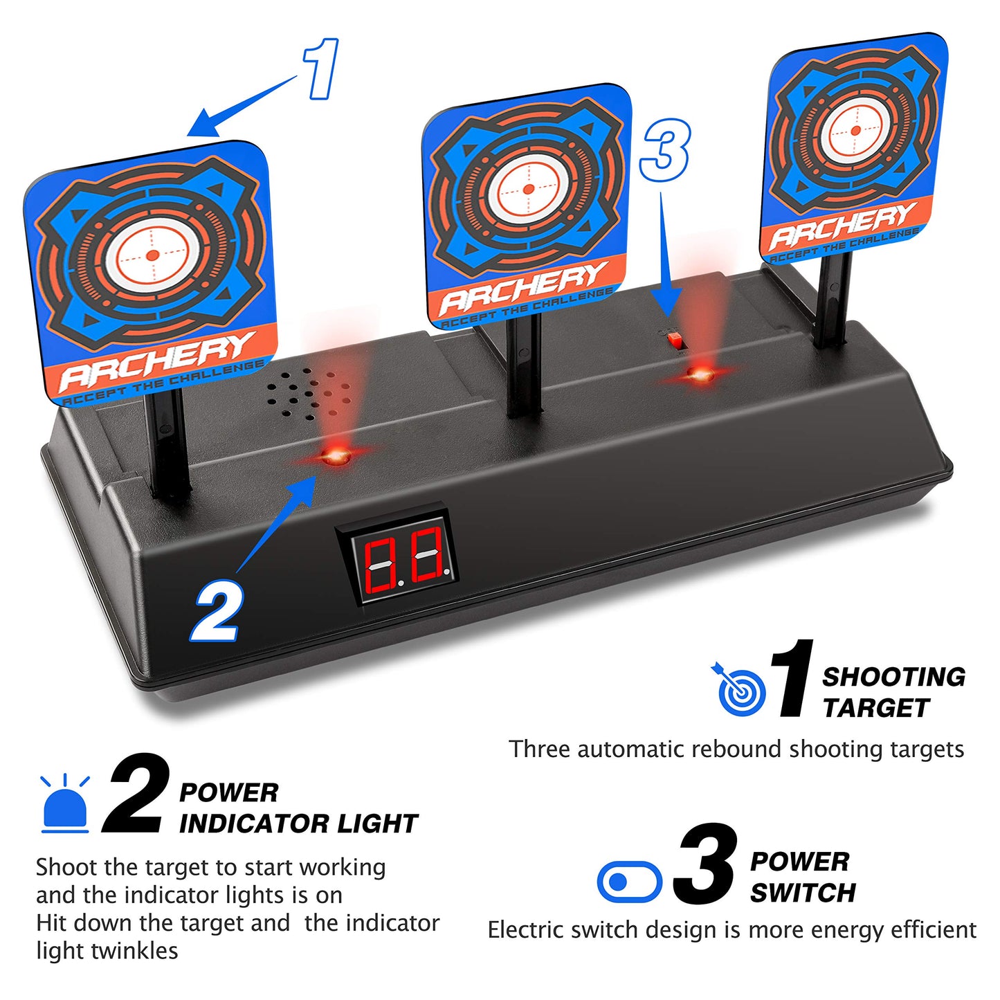 KKONES Electric Scoring Auto Reset Digital Target for Nerf Guns