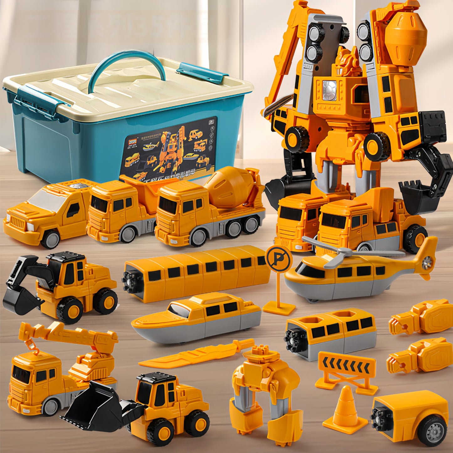 KKPOT Magnetic Transform Engineering Toy – Cars, Trucks & Robots with Storage (Ages 3-8)