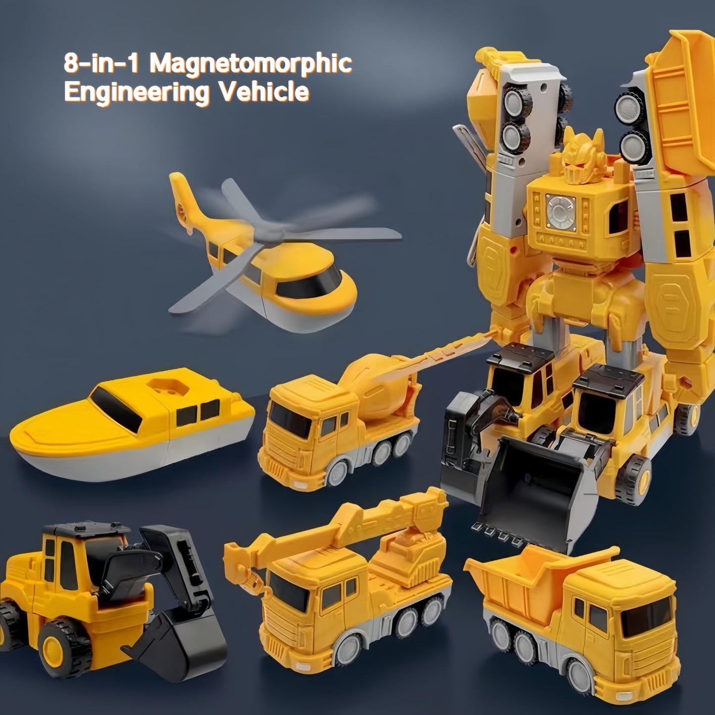 KKPOT Magnetic Transform Engineering Toy – Cars, Trucks & Robots with Storage (Ages 3-8)