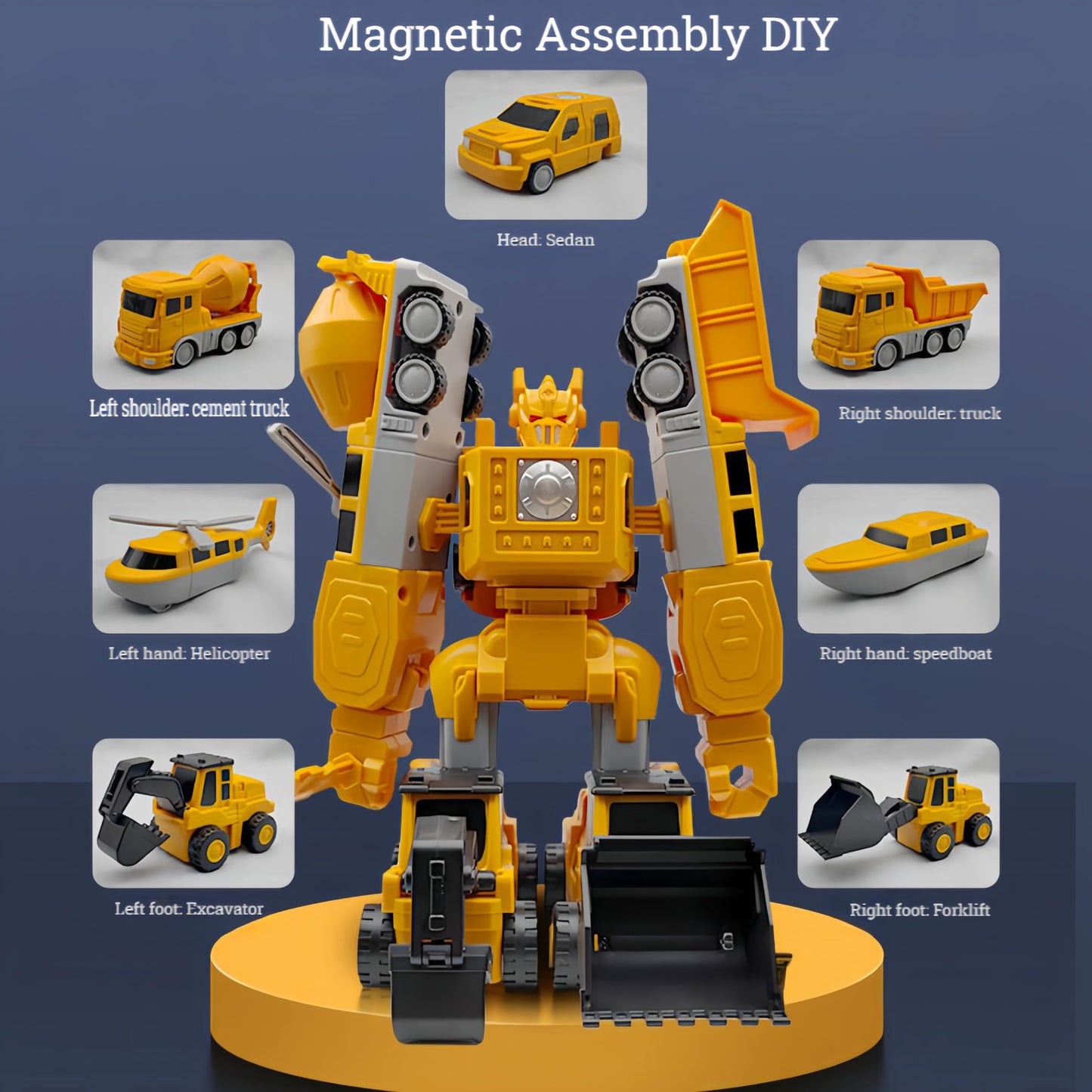 KKPOT Magnetic Transform Engineering Toy – Cars, Trucks & Robots with Storage (Ages 3-8)