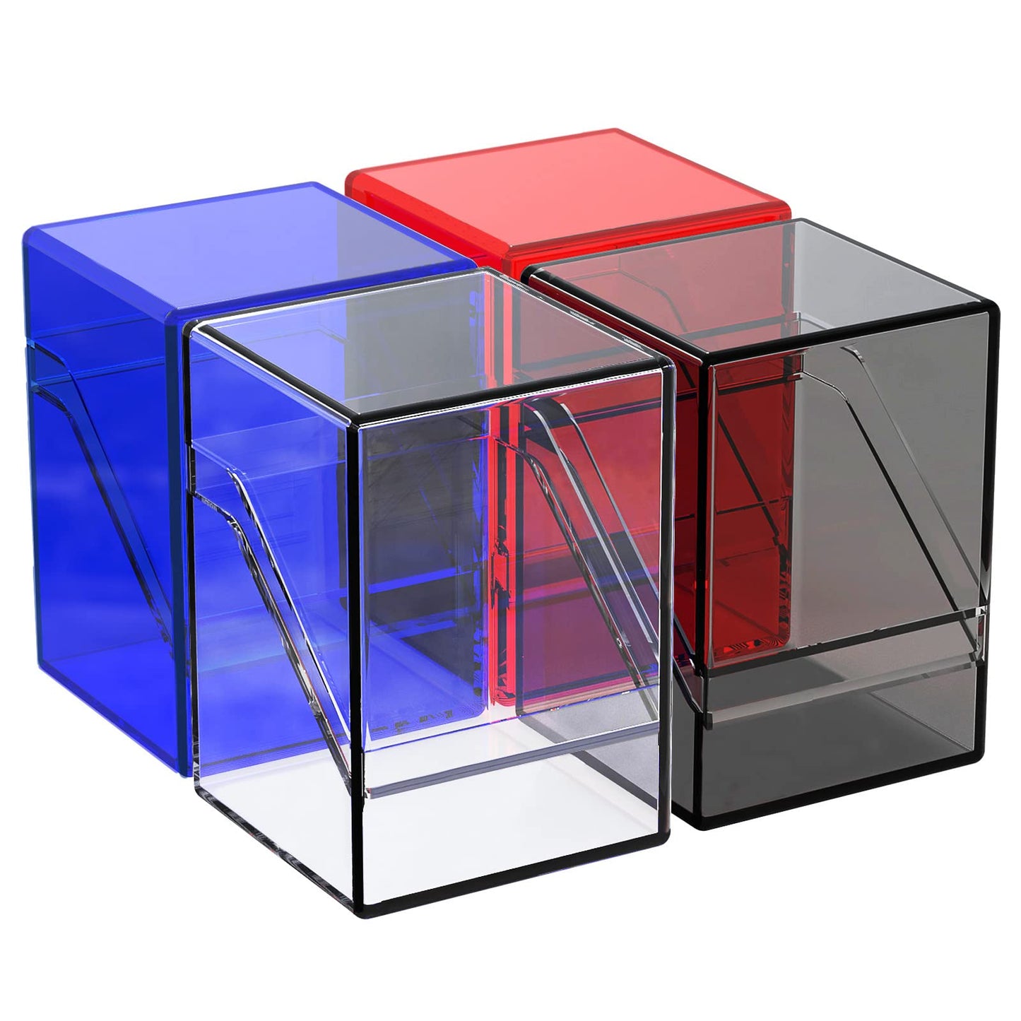 KKU 4 Pack Card Deck Cases – Acrylic Storage for 400+ Sleeved Cards (4 Colors)