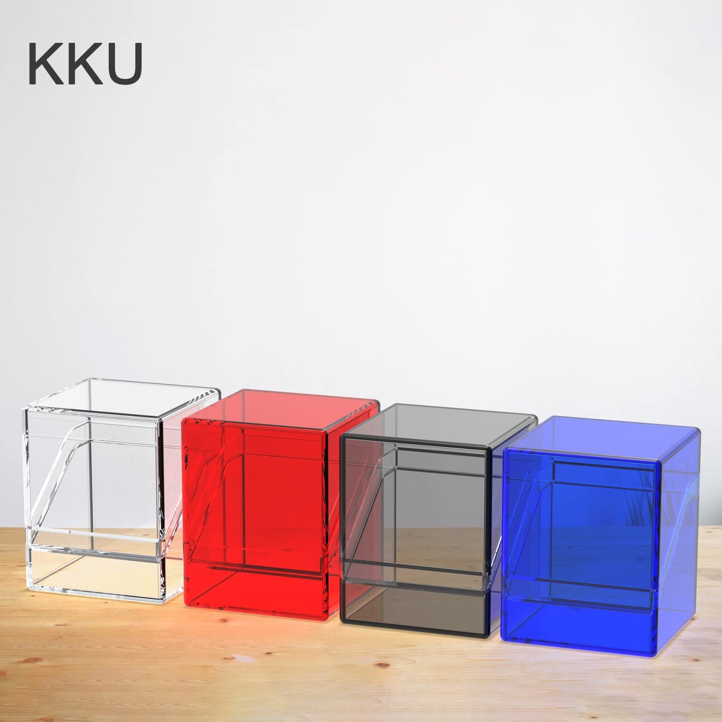 KKU 4 Pack Card Deck Cases – Acrylic Storage for 400+ Sleeved Cards (4 Colors)