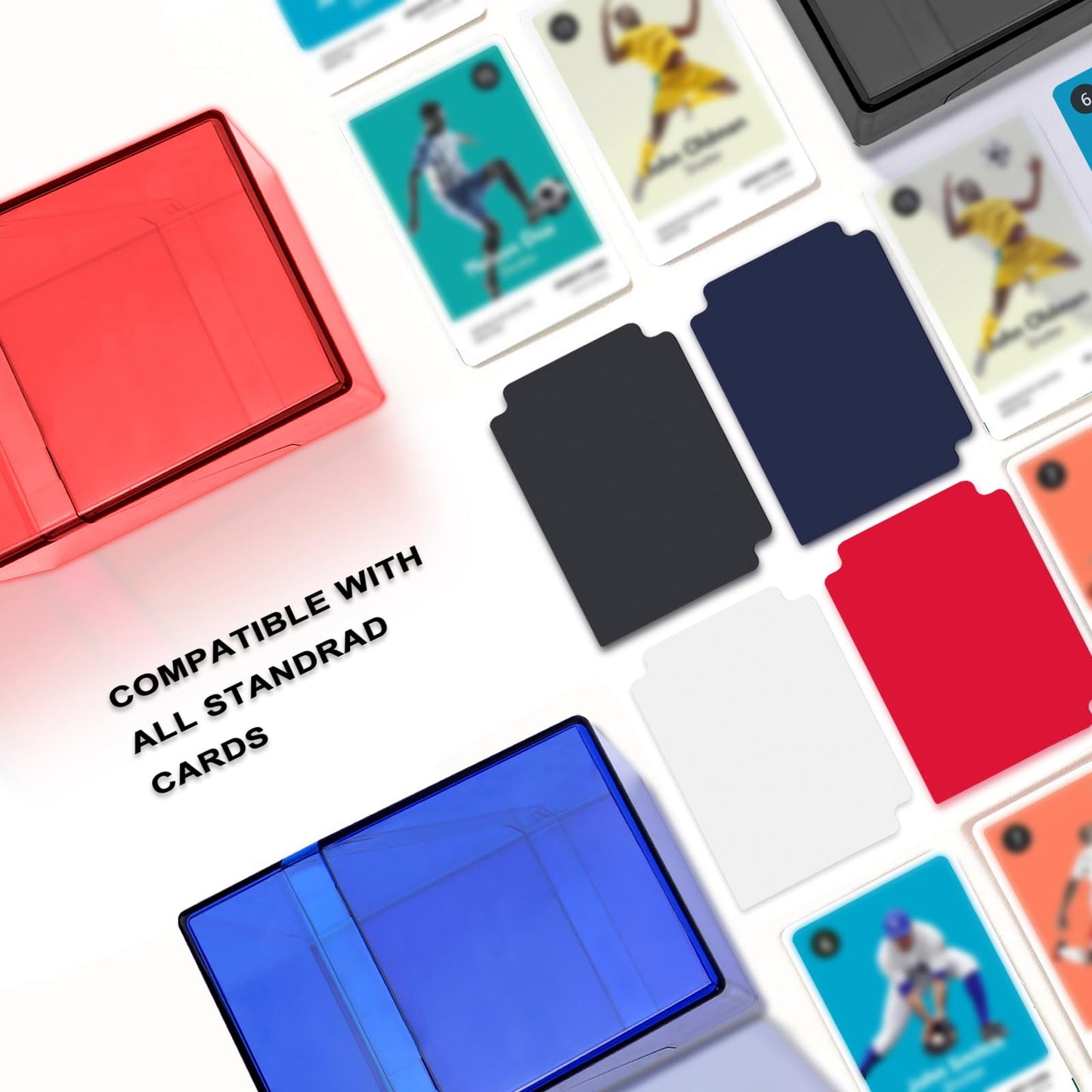 KKU 4 Pack Card Deck Cases – Acrylic Storage for 400+ Sleeved Cards (4 Colors)
