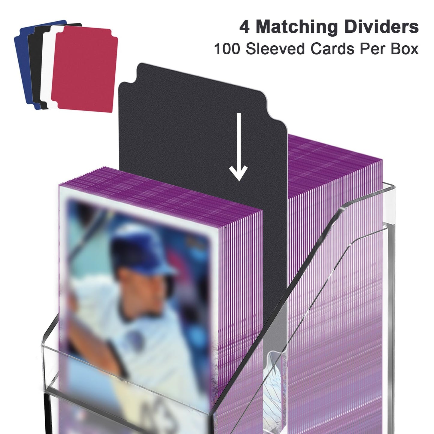 KKU 4 Pack Card Deck Cases – Acrylic Storage for 400+ Sleeved Cards (4 Colors)