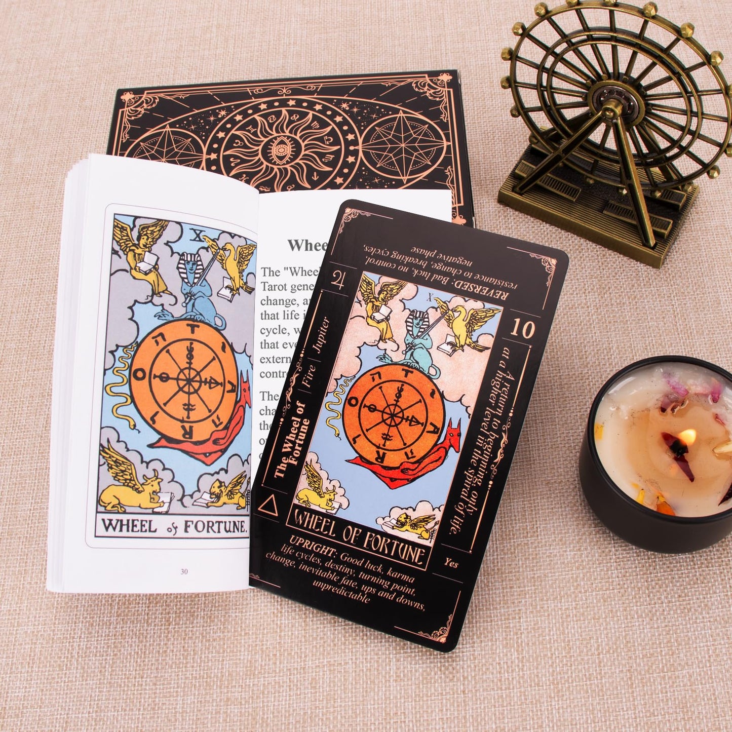 KLEDERY Tarot Cards for Beginners – Classic 78-Card Deck with Meanings, Guide Book, Black