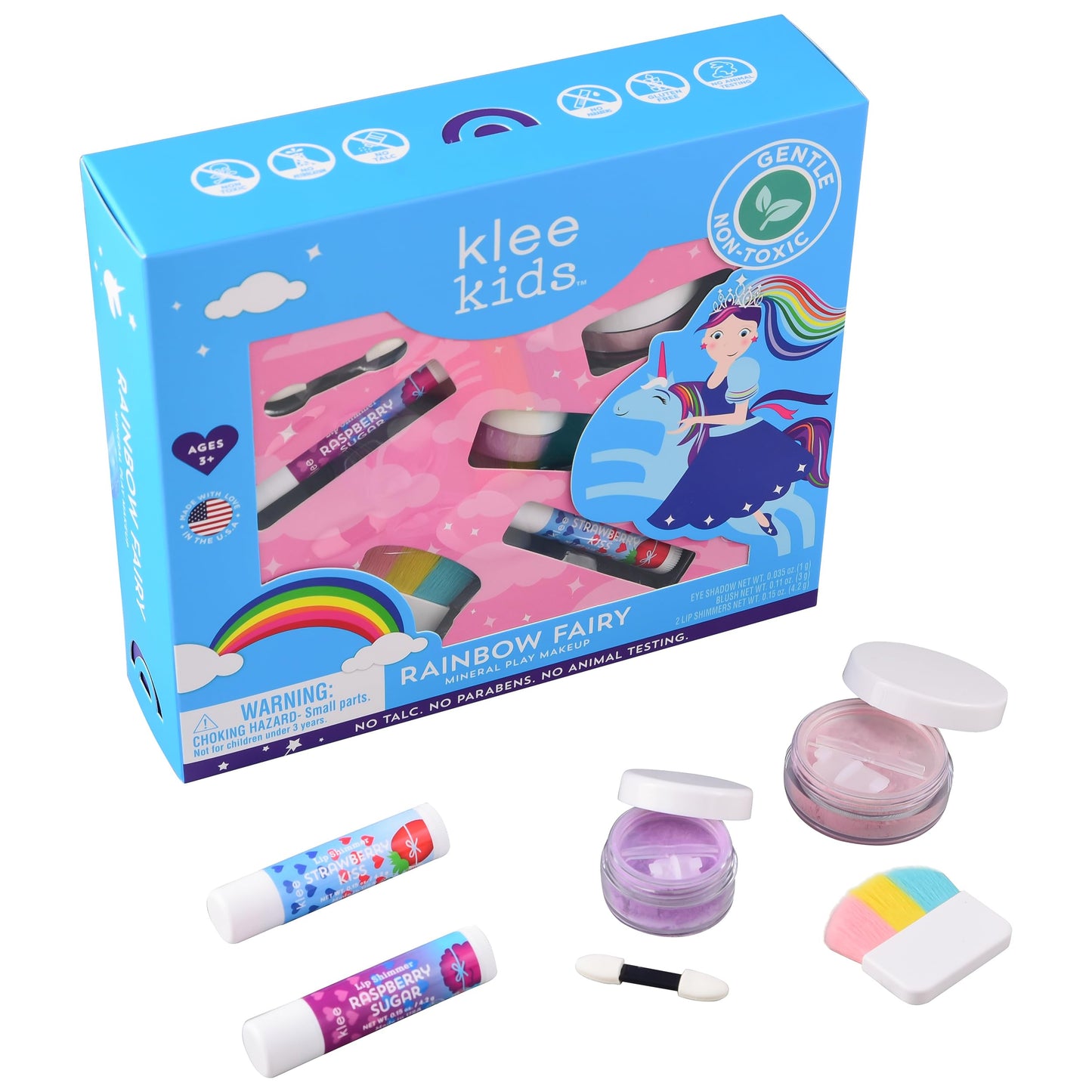 Klee Naturals Luna Star Kids Play Makeup Kit – Gentle, Non-Toxic Rainbow Fairy, Made in USA