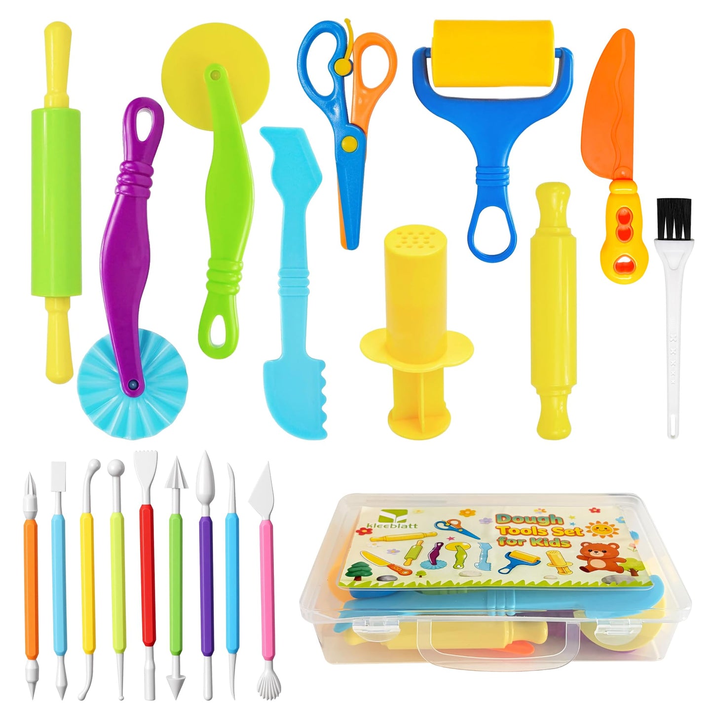 Kleeblatt 19-Piece Dough Tools Set for Kids | Safe, Durable Playdough & Clay Kit