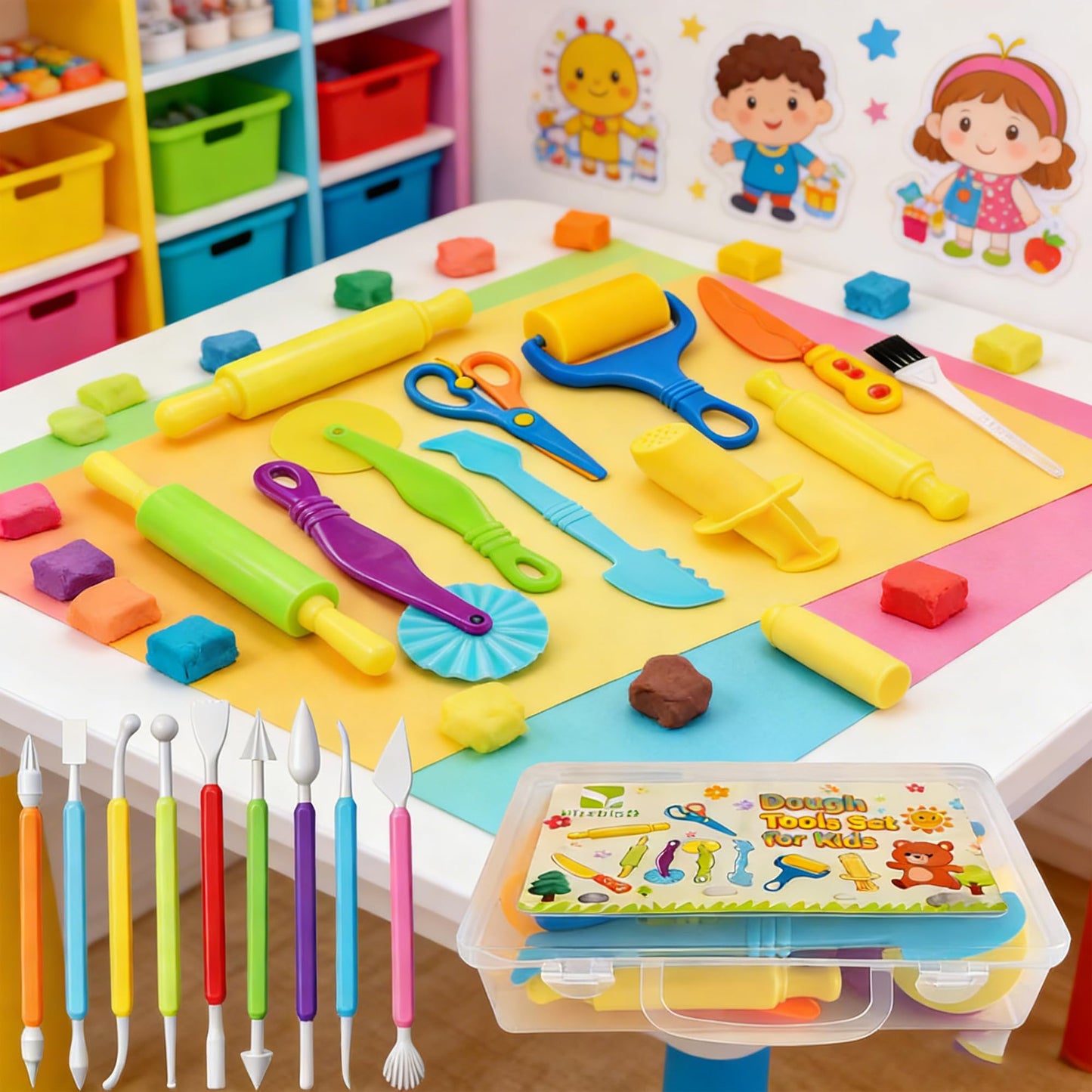 Kleeblatt 19-Piece Dough Tools Set for Kids | Safe, Durable Playdough & Clay Kit