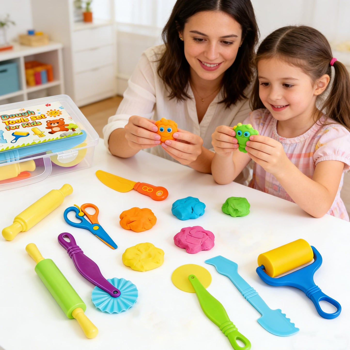 Kleeblatt 19-Piece Dough Tools Set for Kids | Safe, Durable Playdough & Clay Kit