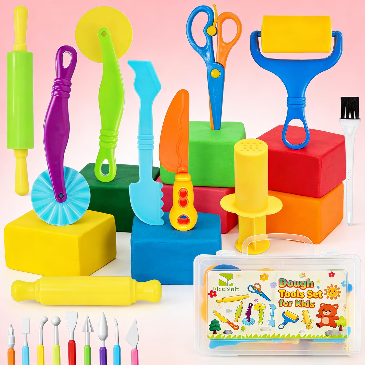 Kleeblatt 19-Piece Dough Tools Set for Kids | Safe, Durable Playdough & Clay Kit