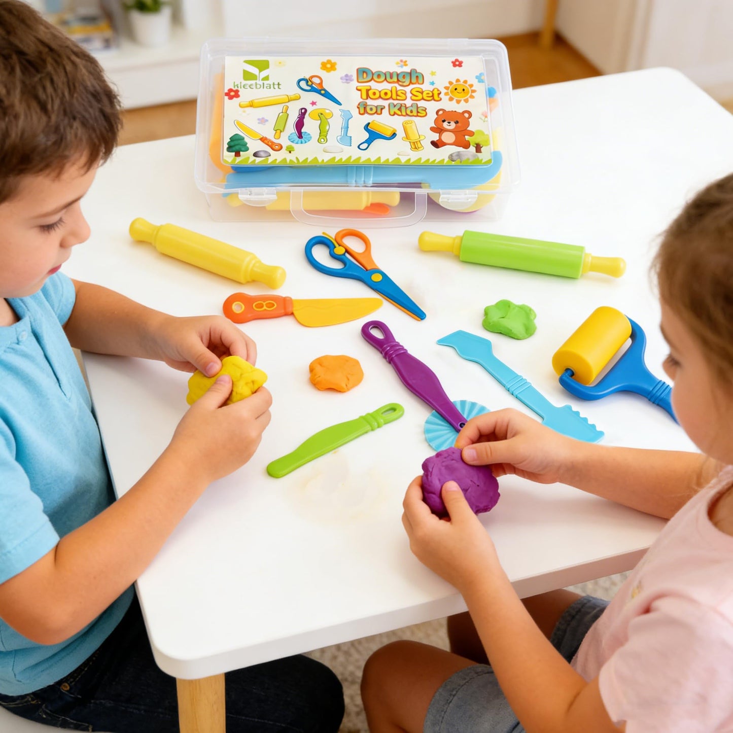 Kleeblatt 19-Piece Dough Tools Set for Kids | Safe, Durable Playdough & Clay Kit