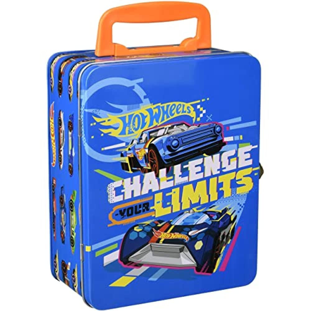 Klein Hot Wheels Storage Case – Metal Box with 18-Car Compartments, Portable