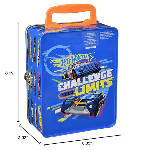 Klein Hot Wheels Storage Case – Metal Box with 18-Car Compartments, Portable