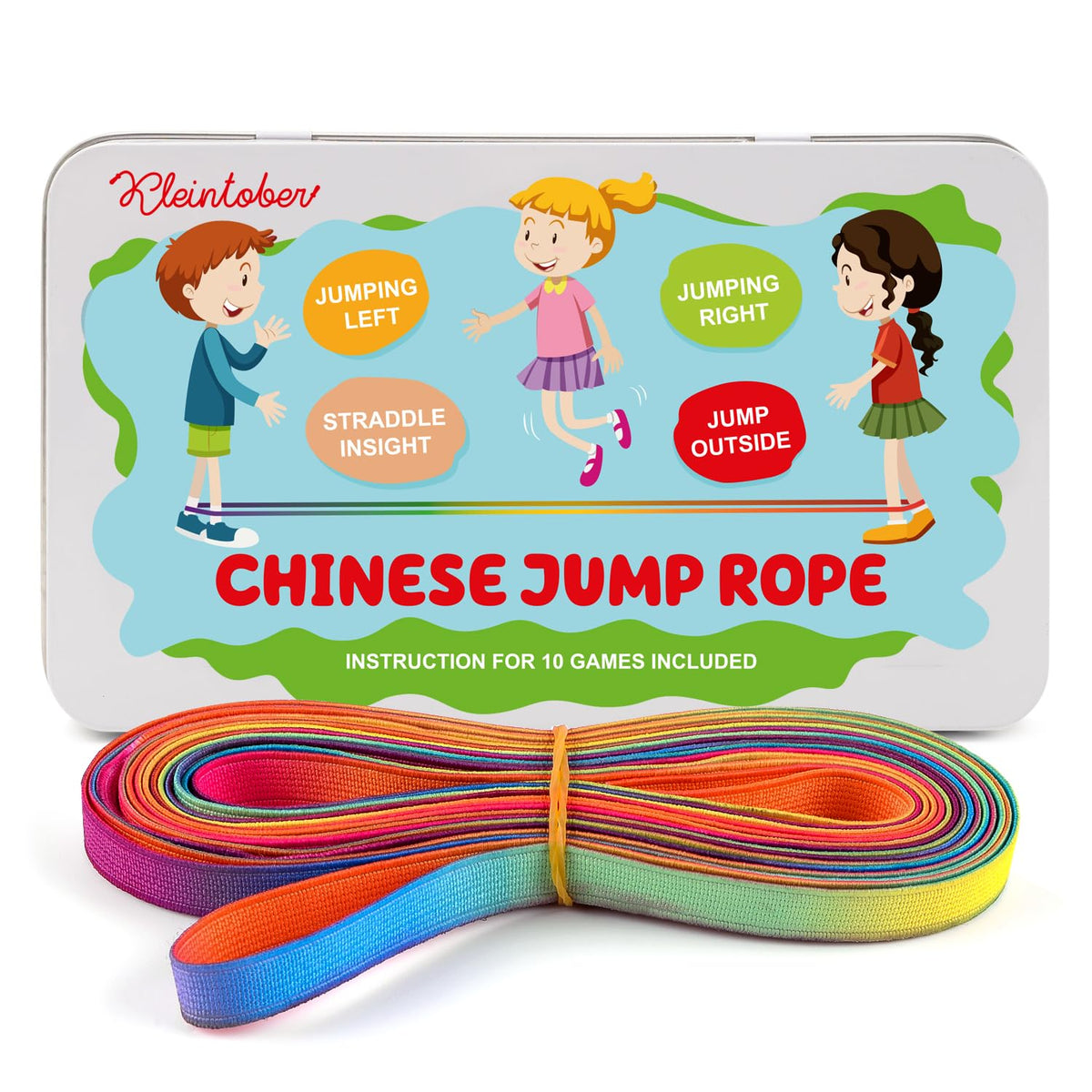 Kleintober Chinese Jump Rope – Indoor/Outdoor Gummitwist, 10 Games (Ages 8-12)