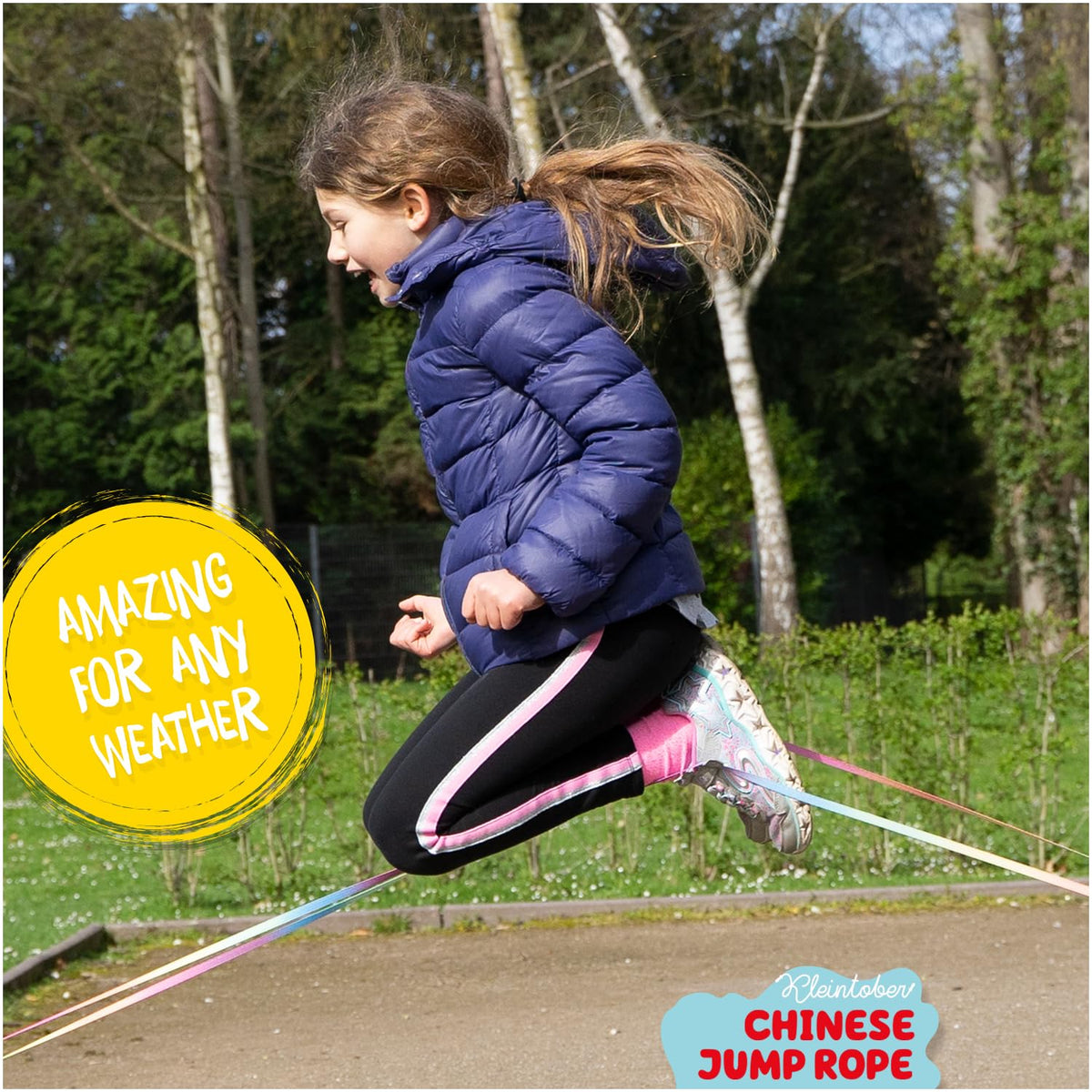 Kleintober Chinese Jump Rope – Indoor/Outdoor Gummitwist, 10 Games (Ages 8-12)