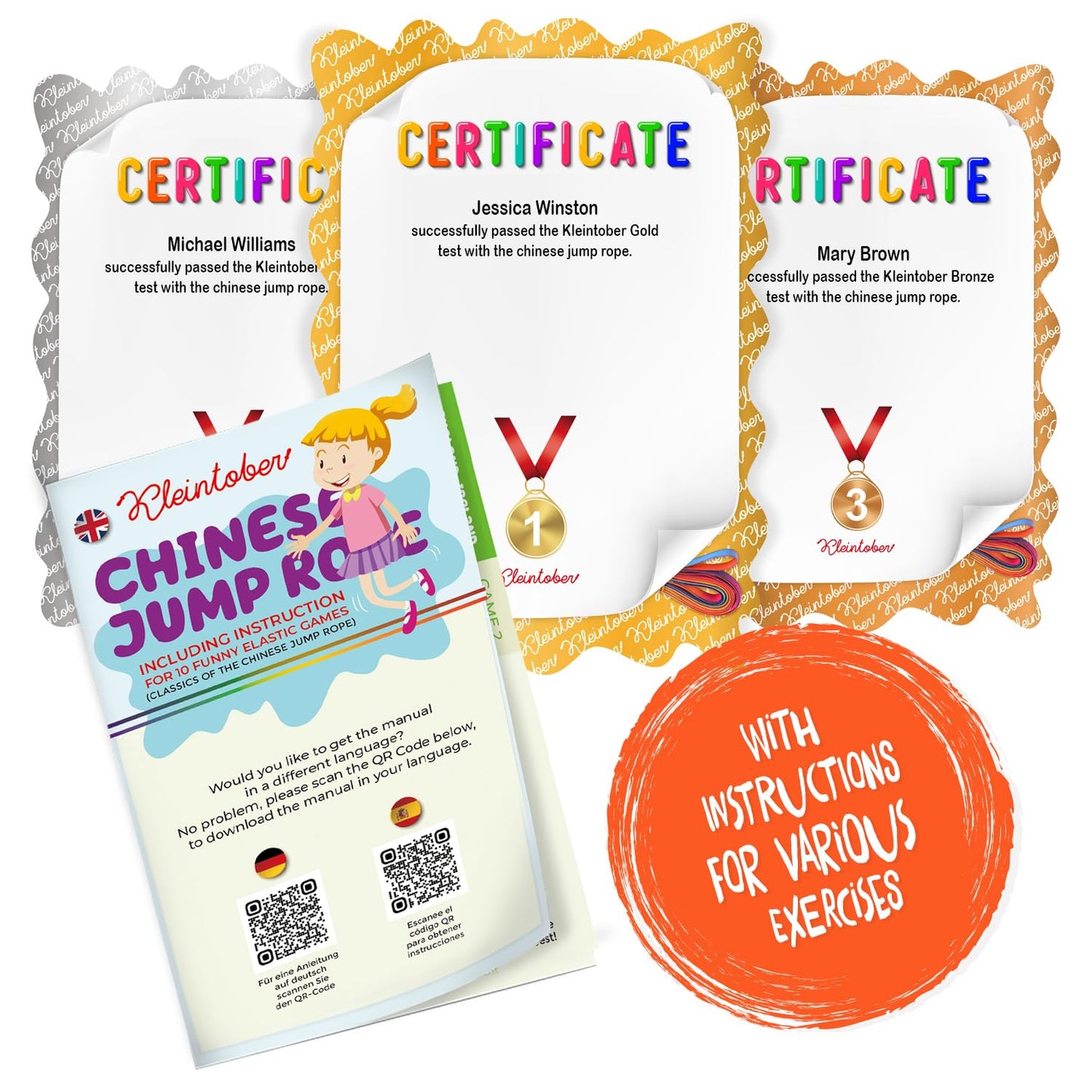 Kleintober Chinese Jump Rope – Indoor/Outdoor Gummitwist, 10 Games (Ages 8-12)