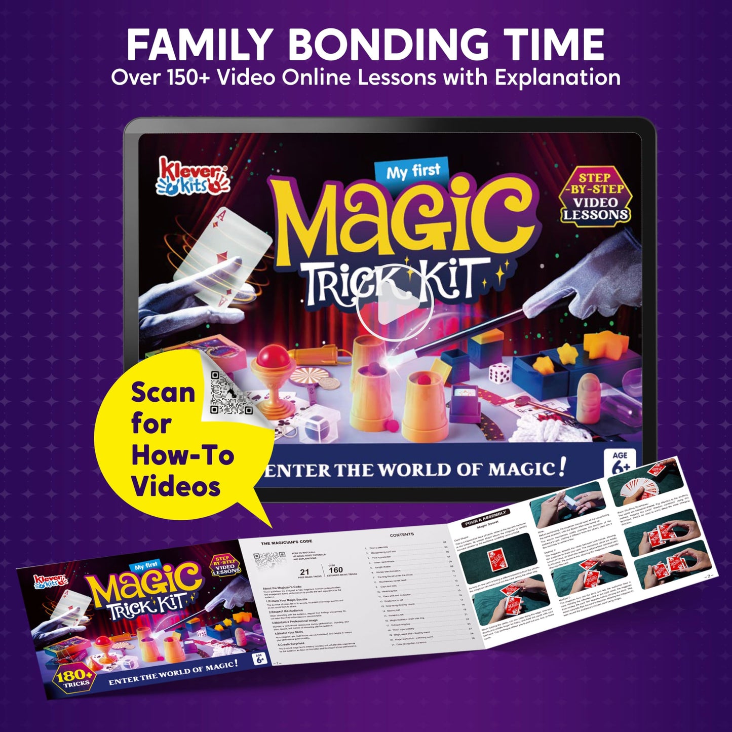 Klever Kits 180+ Magic Set – My First Magic Trick Kit for Kids 6+ | Step-by-Step Video Lessons