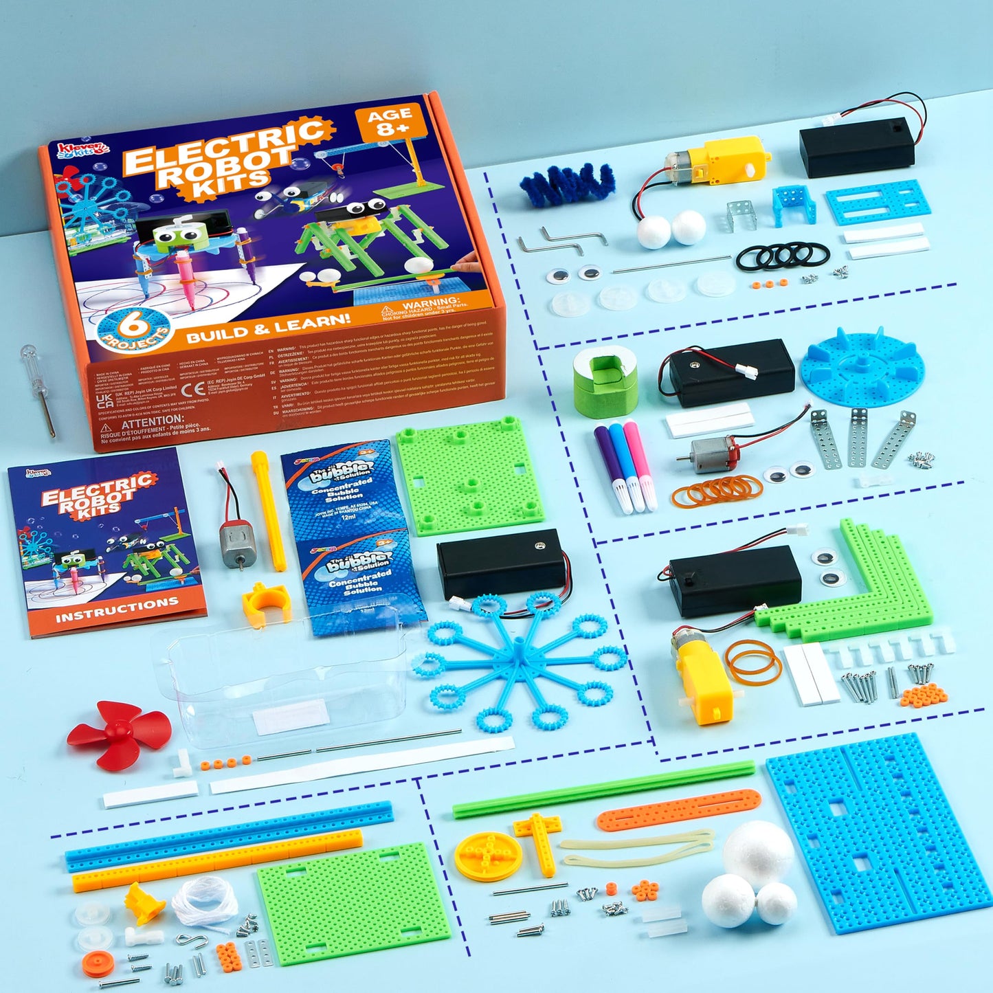Klever Kits 6-in-1 Electric Robot Kit for Ages 8-13 | STEM Toys & Hands-on Learning