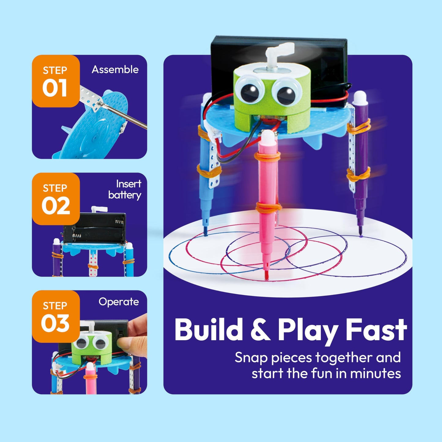 Klever Kits 6-in-1 Electric Robot Kit for Ages 8-13 | STEM Toys & Hands-on Learning