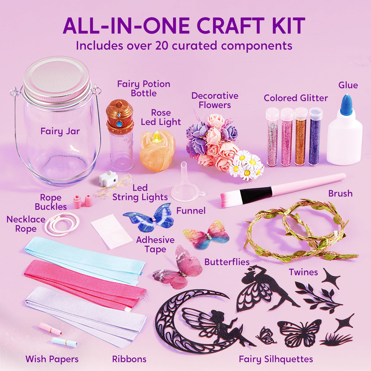 Klever Kits Fairy Lantern Kit: Rose Light & 7-Color Potion Necklace