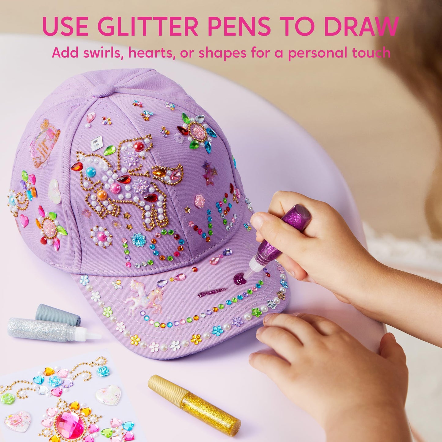 Klever Kits Gem Hat Kit for Girls – DIY Cap Decorating with Gems