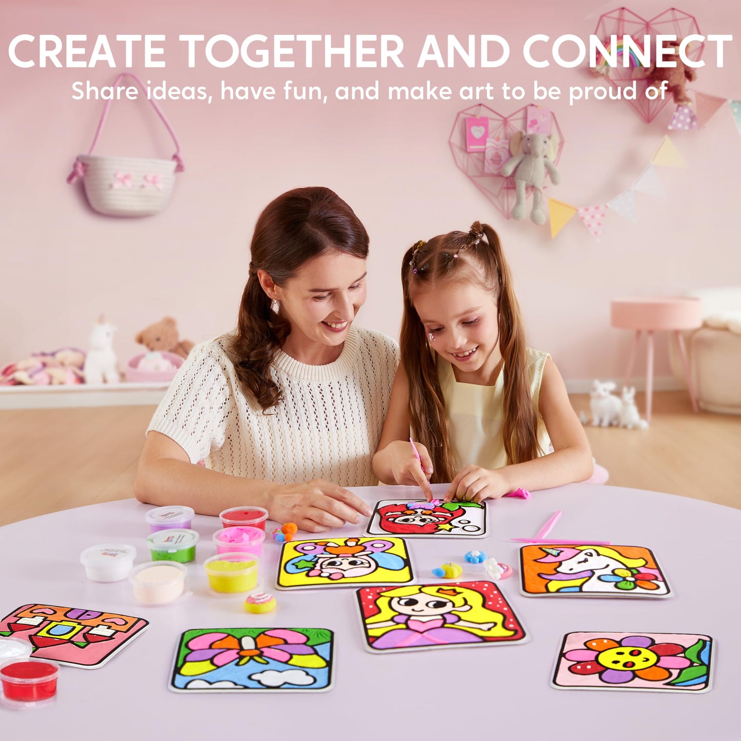 Klever Kits Air Dry Clay Painting Kit for Kids – 8 Grooved Boards, Non-Toxic