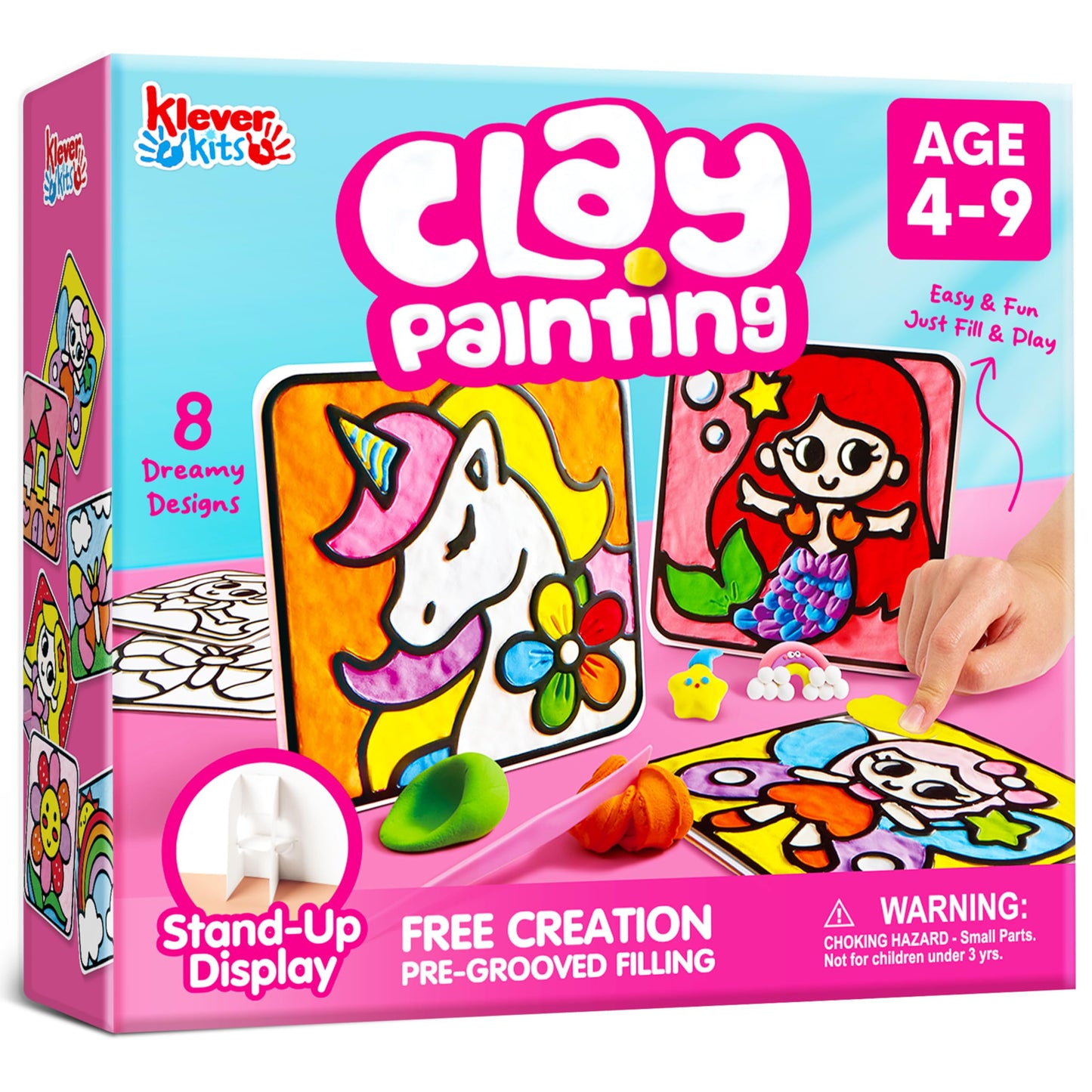 Klever Kits Air Dry Clay Painting Kit for Kids – 8 Grooved Boards, Non-Toxic