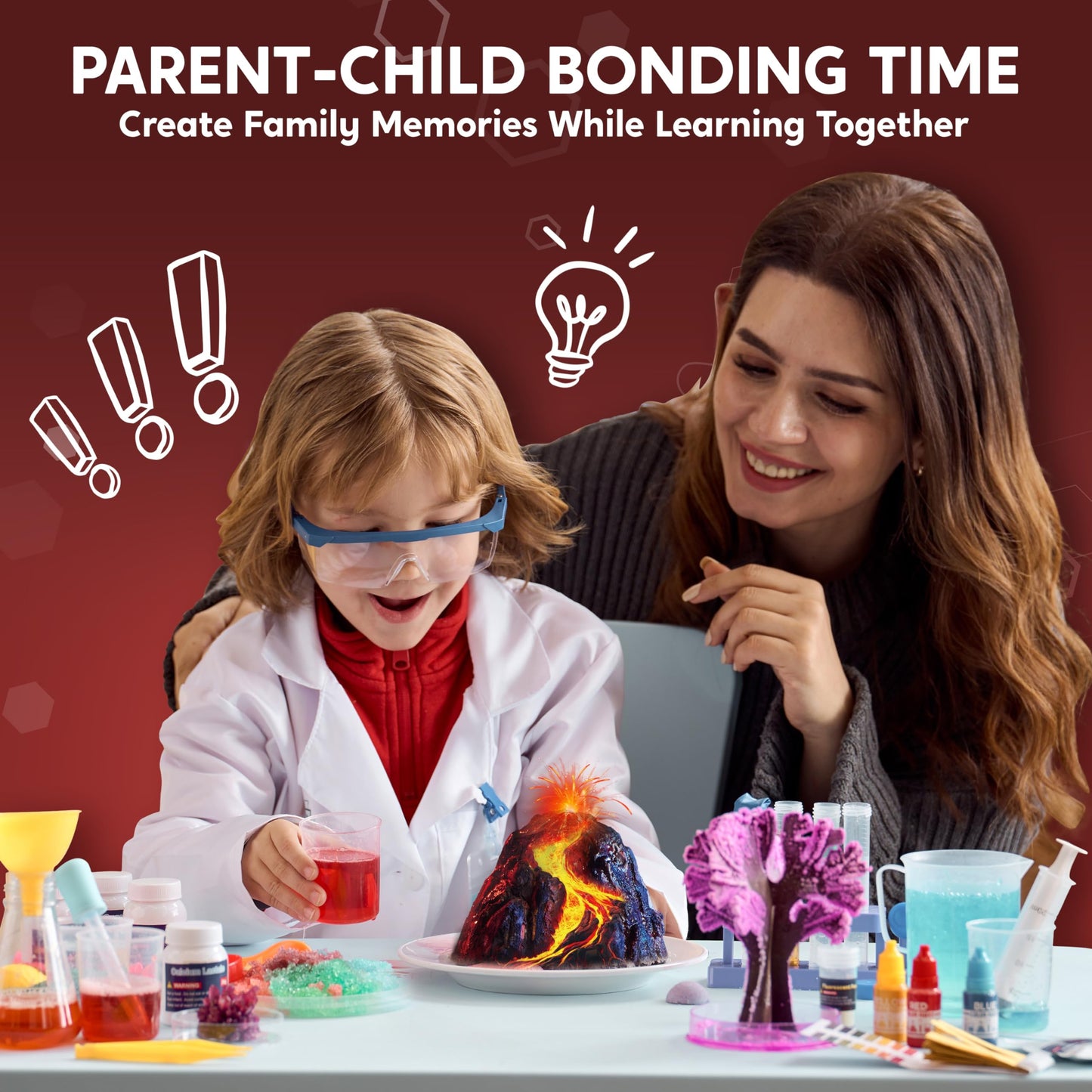 Klever Kits Amazing Science Kits – 85+ Experiments, Volcano & Crystal Tree for Kids 6–8+