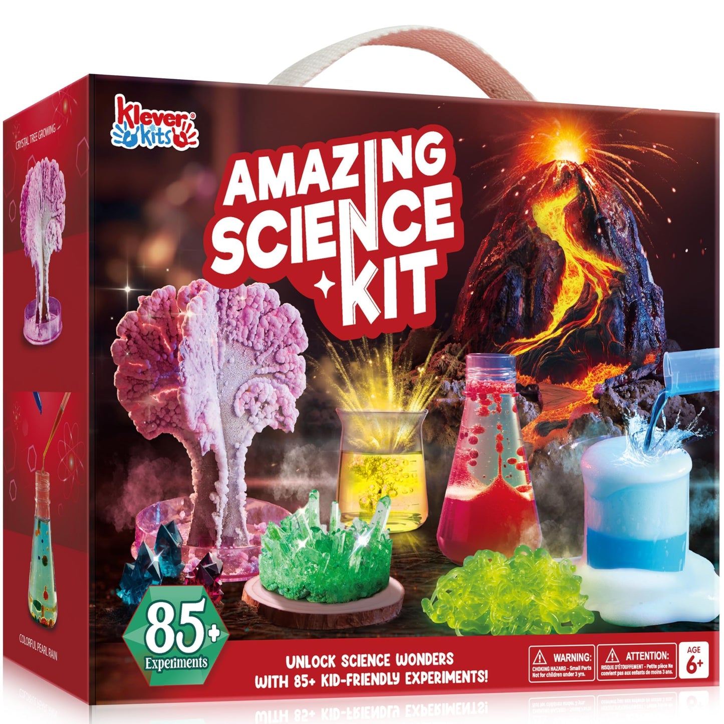 Klever Kits Amazing Science Kits – 85+ Experiments, Volcano & Crystal Tree for Kids 6–8+
