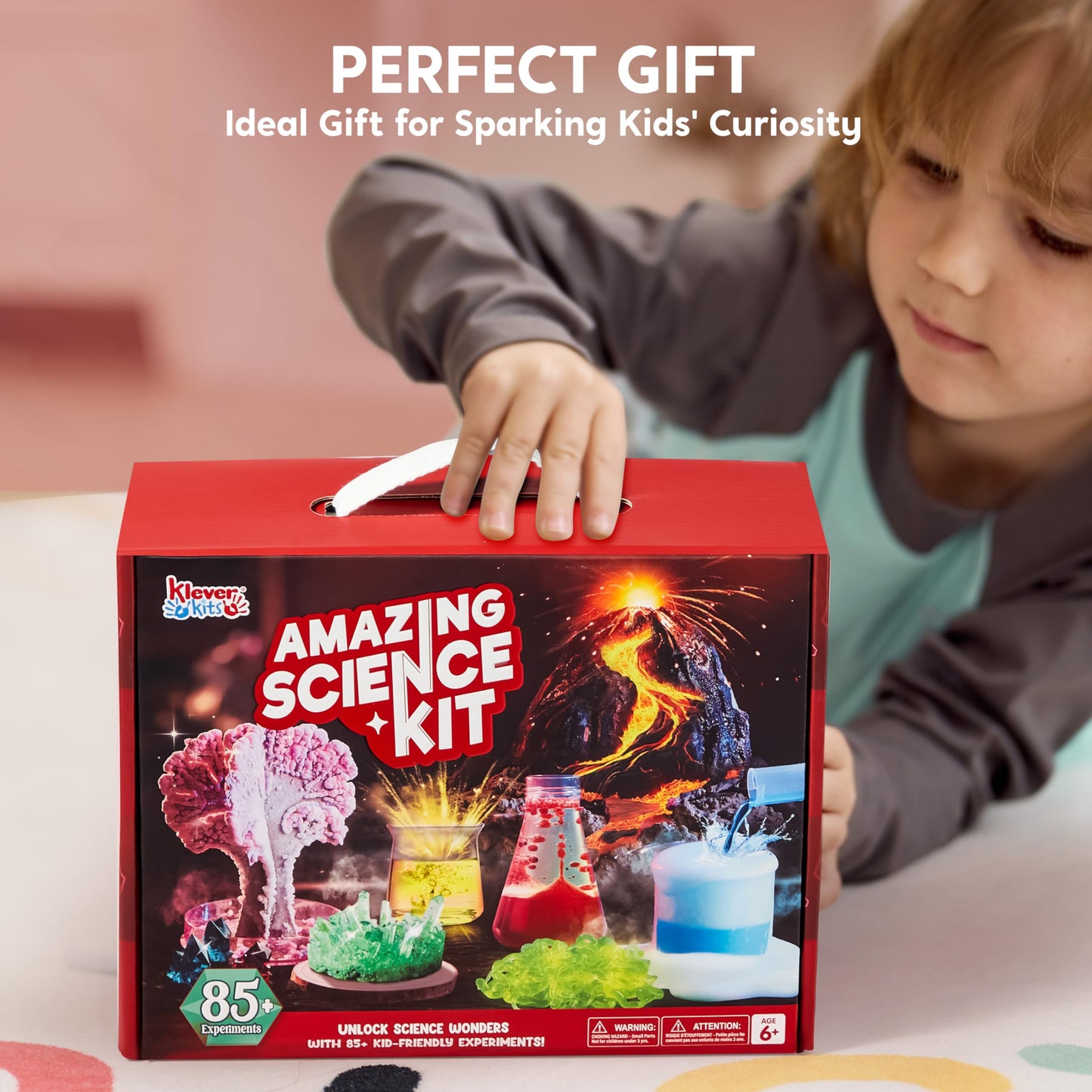 Klever Kits Amazing Science Kits – 85+ Experiments, Volcano & Crystal Tree for Kids 6–8+
