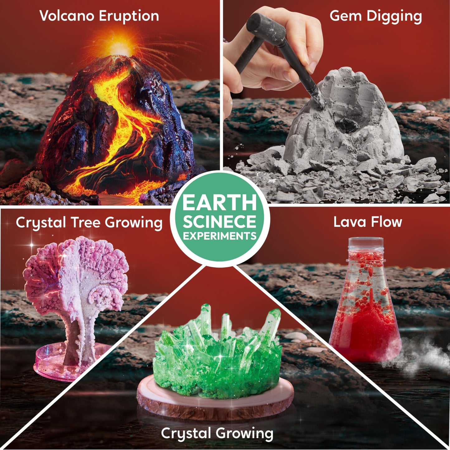 Klever Kits Amazing Science Kits – 85+ Experiments, Volcano & Crystal Tree for Kids 6–8+