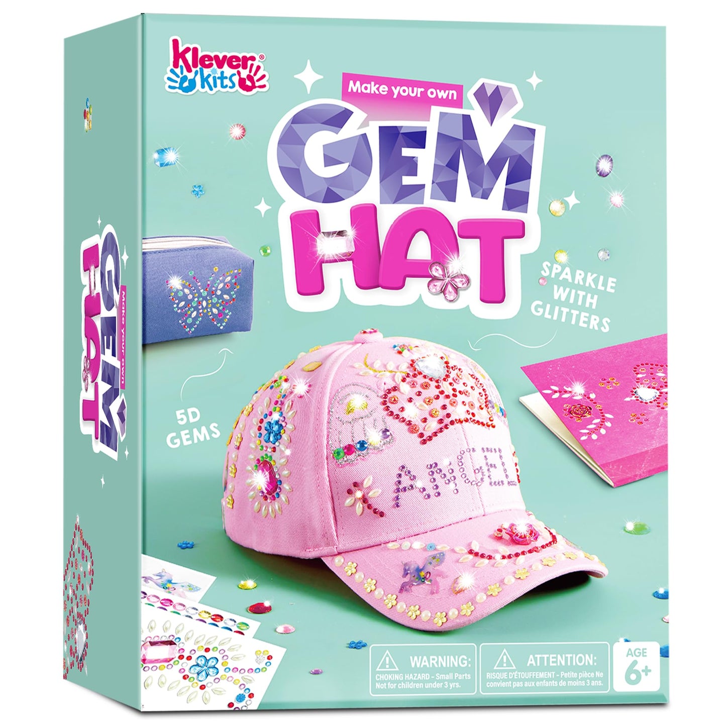 Klever Kits Decorate Your Own Baseball Cap – Gems & Stickers DIY Kit for Kids