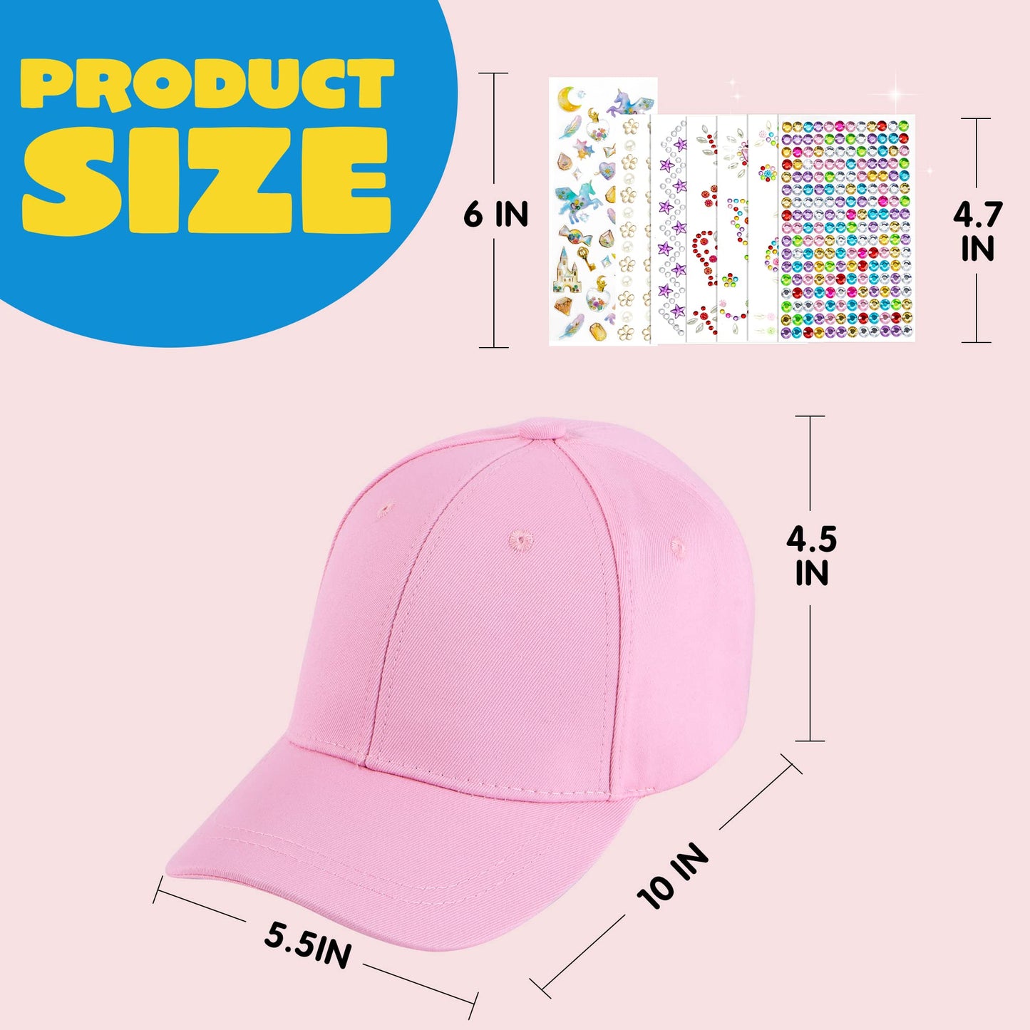 Klever Kits Decorate Your Own Baseball Cap – Gems & Stickers DIY Kit for Kids