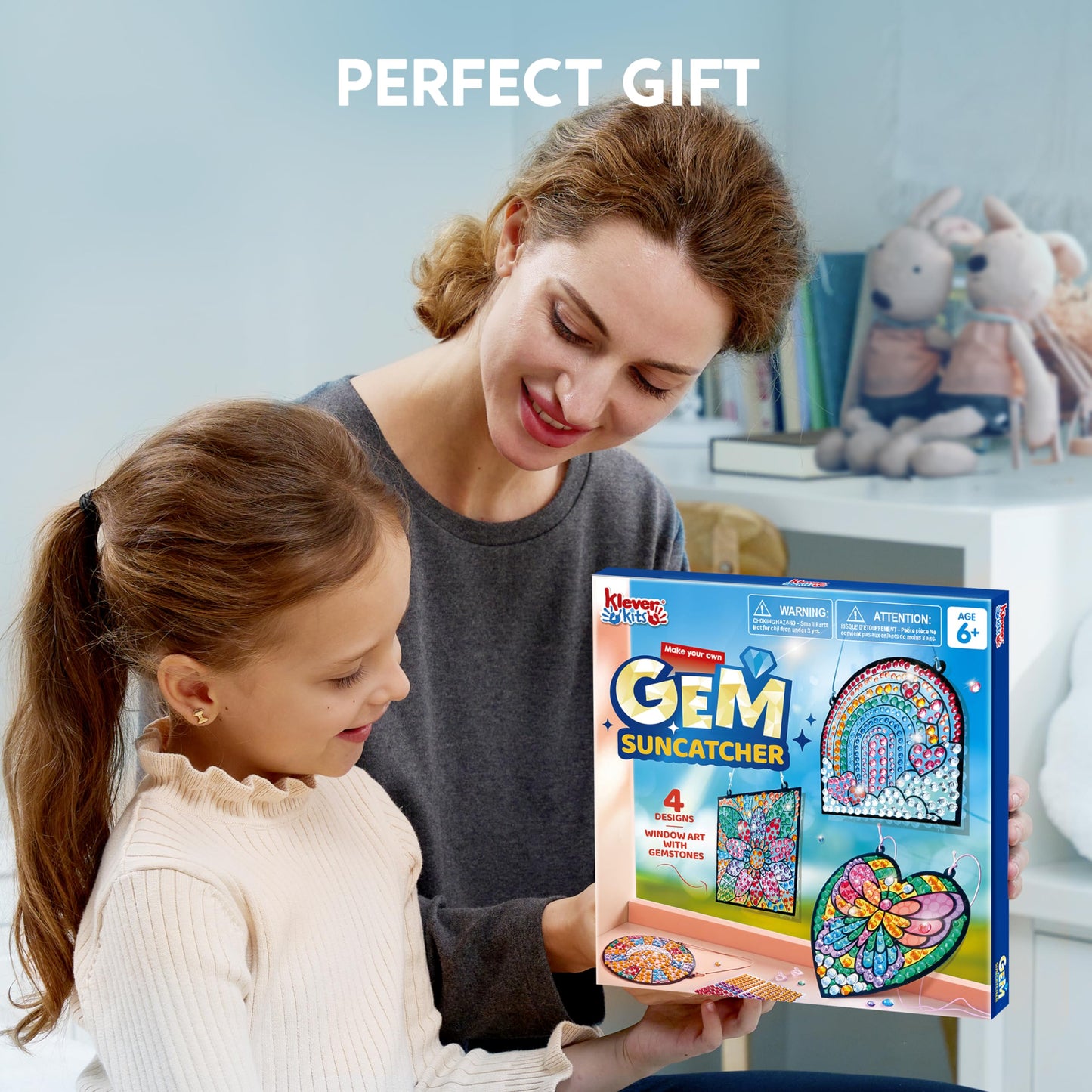 Klever Kits 4PCS Window Art Suncatcher Kit – Fun Gem Painting for Kids 6+