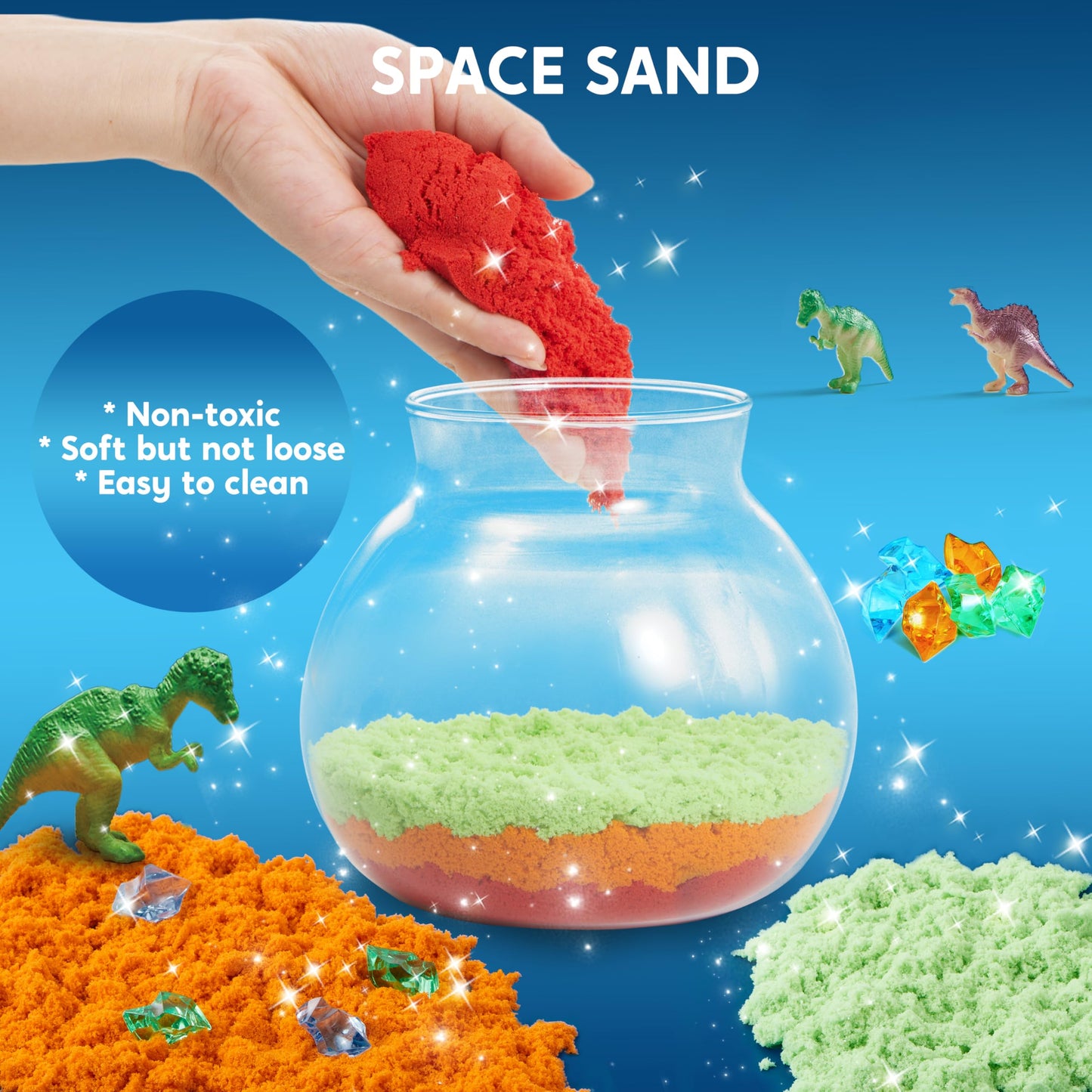 Klever Kits Dinosaur Crystal Terrarium Kit with 12-Color LED Night Light | Kids Craft & STEM