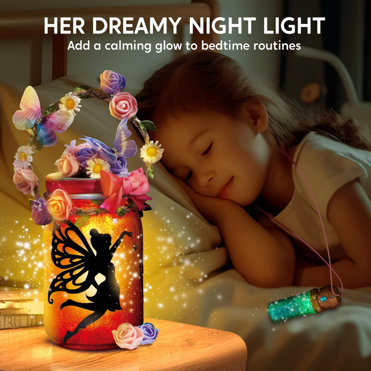 Klever Kits Fairy Lantern Kit: Rose Light & 7-Color Potion Necklace