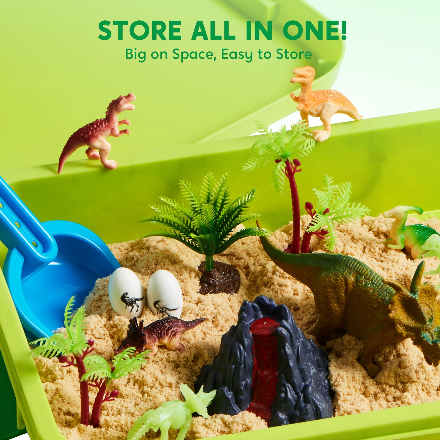 Klever Kits Dinosaurs Sensory Bin for Toddlers – Glow-in-the-Dark Skeletons, Sand Sandbox