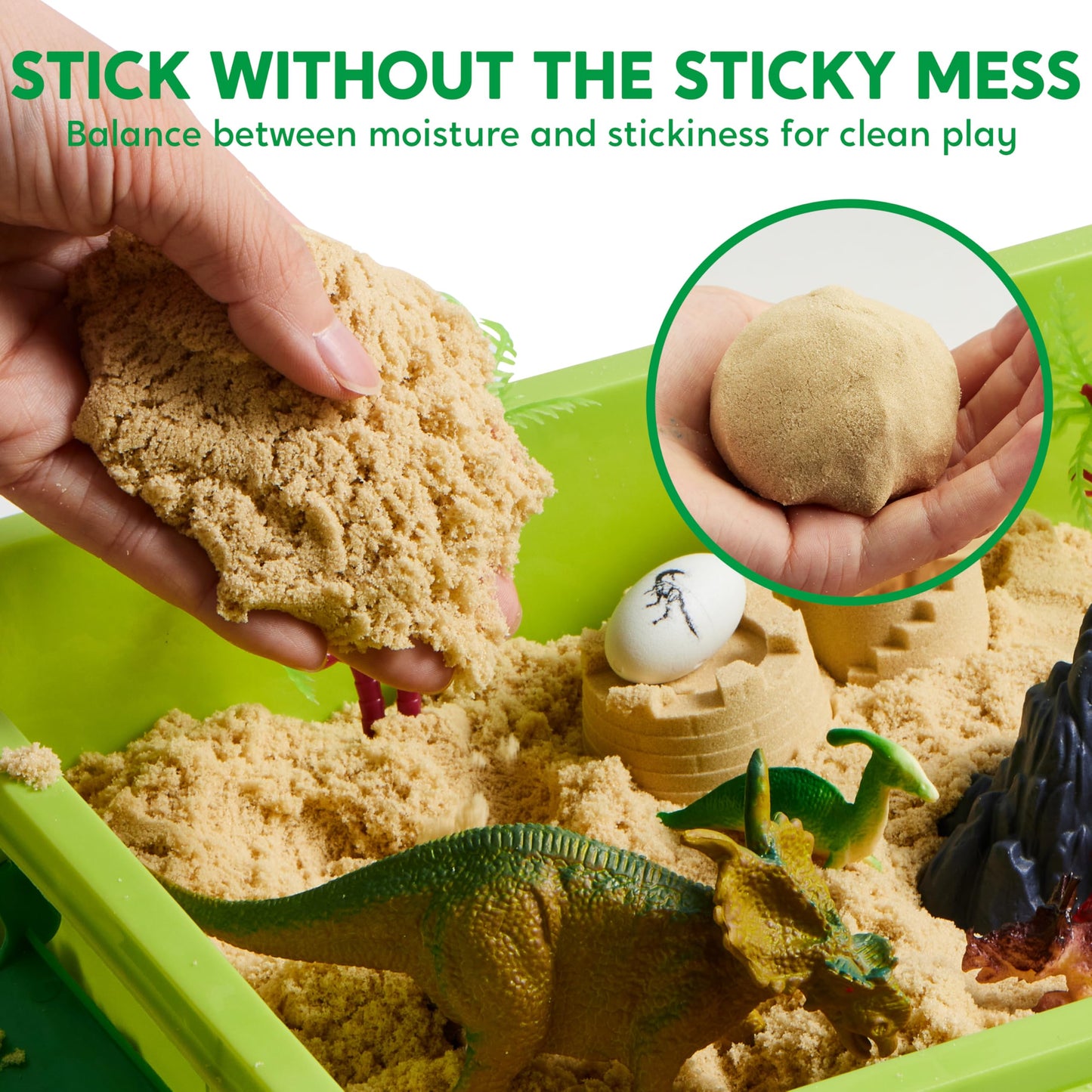 Klever Kits Dinosaurs Sensory Bin for Toddlers – Glow-in-the-Dark Skeletons, Sand Sandbox