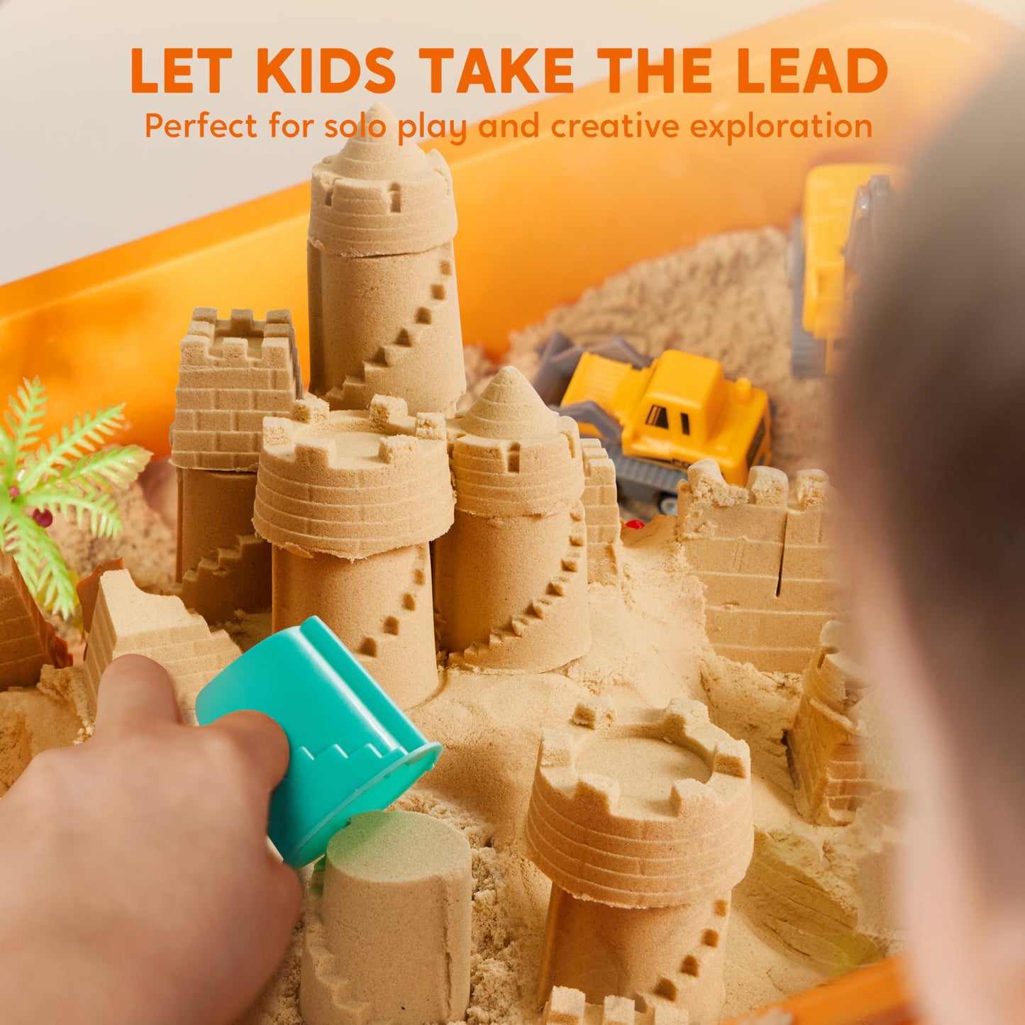 Klever Kits Construction Sensory Bin for Toddlers — Glow-in-the-Dark Stones & Castle Building Kit by JOVA