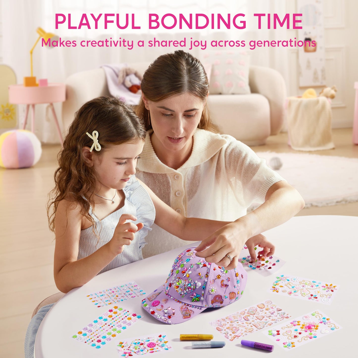 Klever Kits Gem Hat Kit for Girls – DIY Cap Decorating with Gems