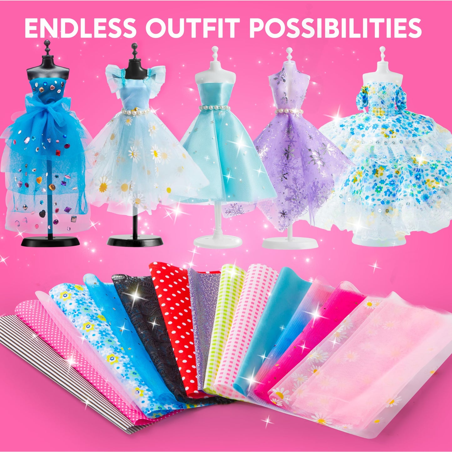 Klever Kits 400+ PCS Fashion Design Crafts for Kids – No-Sew 3-Mannequin Set (Ages 8–12)