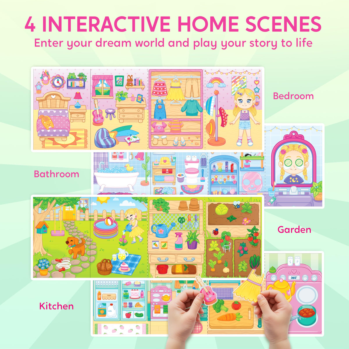 Klever Kits Reusable Sticker Book – My Dream Home Scenes | 200+ Washable Stickers