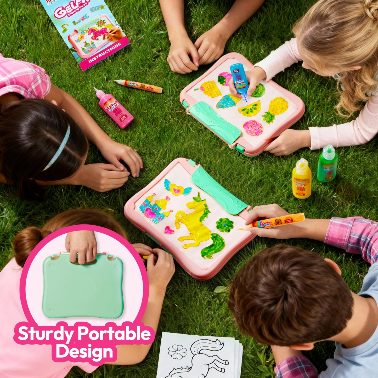 Klever Kits Gel Art Drawing Board – Window Craft & Stickers for Kids 6+