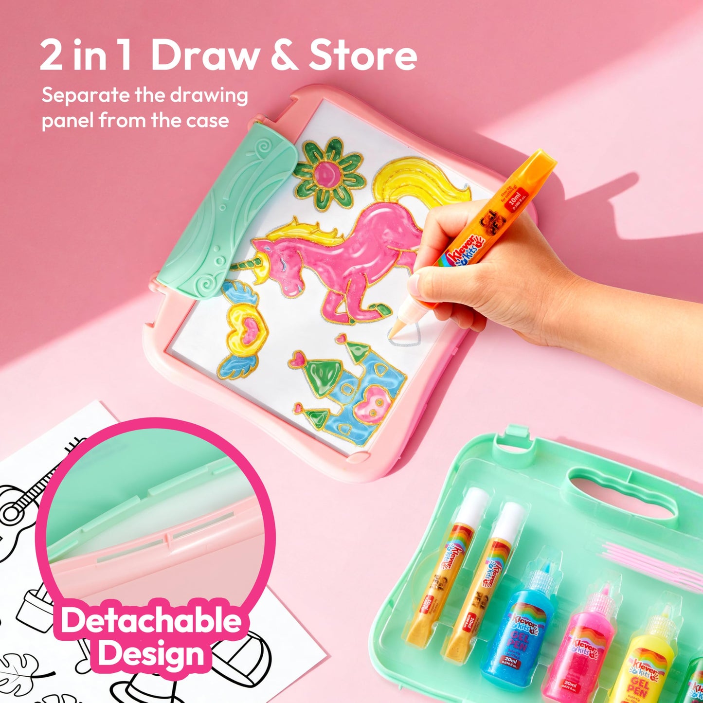 Klever Kits Gel Art Drawing Board – Window Craft & Stickers for Kids 6+