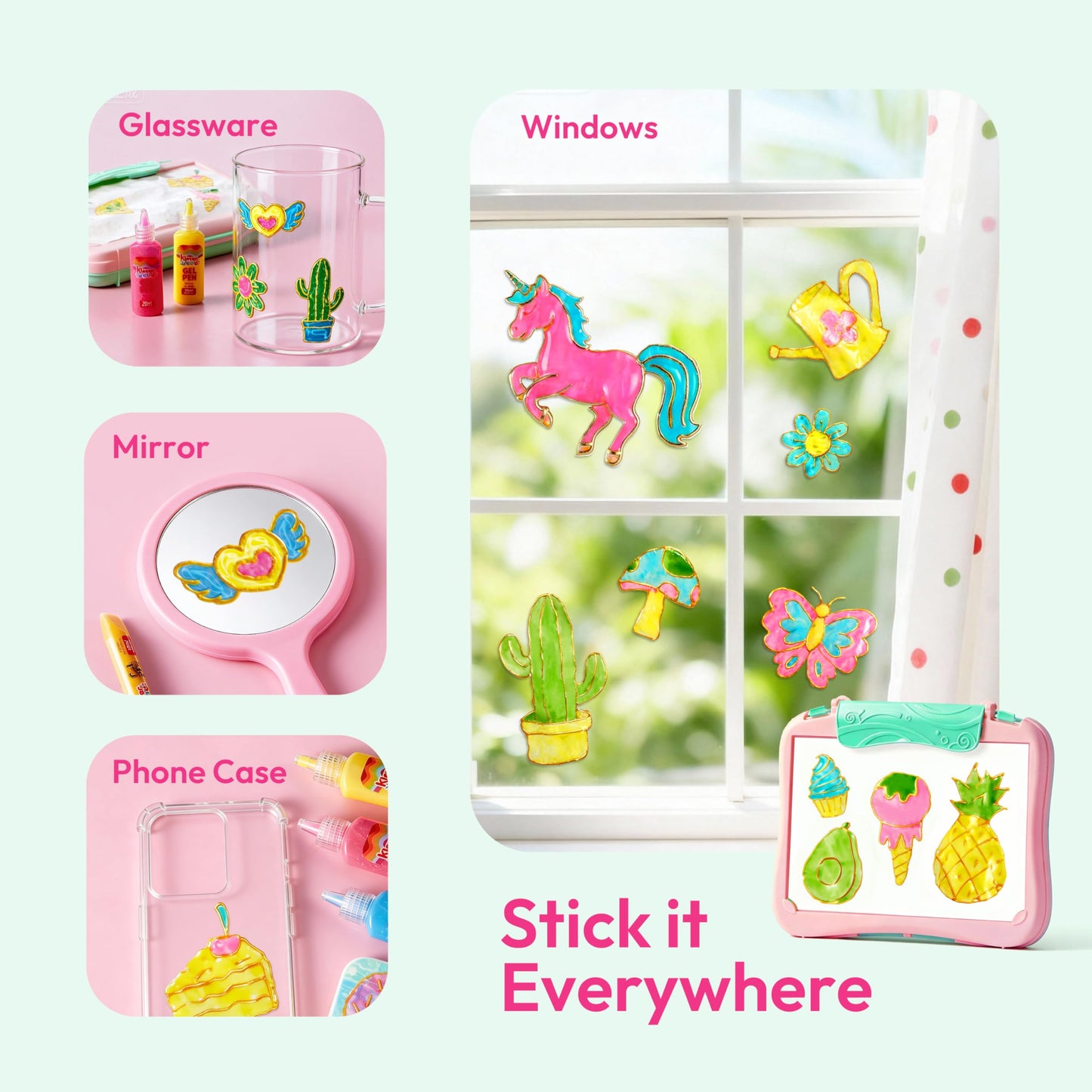 Klever Kits Gel Art Drawing Board – Window Craft & Stickers for Kids 6+