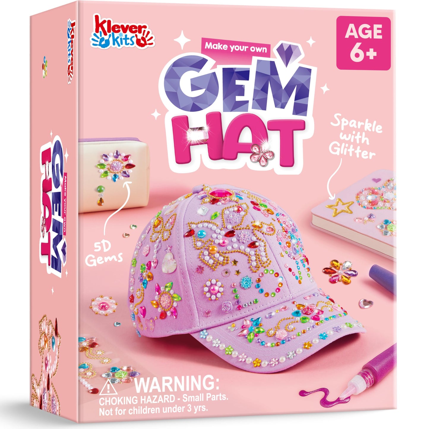 Klever Kits Gem Hat Kit for Girls – DIY Cap Decorating with Gems