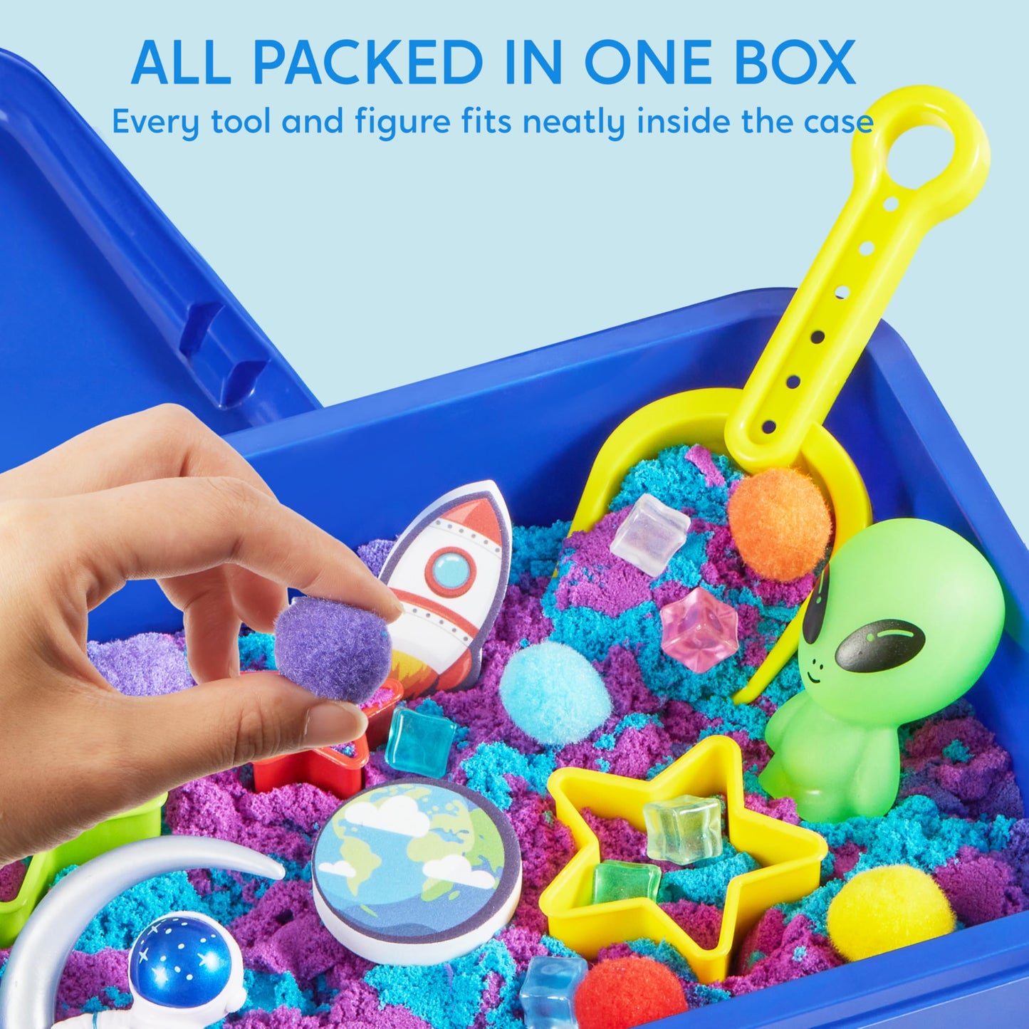 Klever Kits Outer Space Sensory Bin for Toddlers by JOVA – Glow-in-the-Dark Alien & Dual-Color Sand
