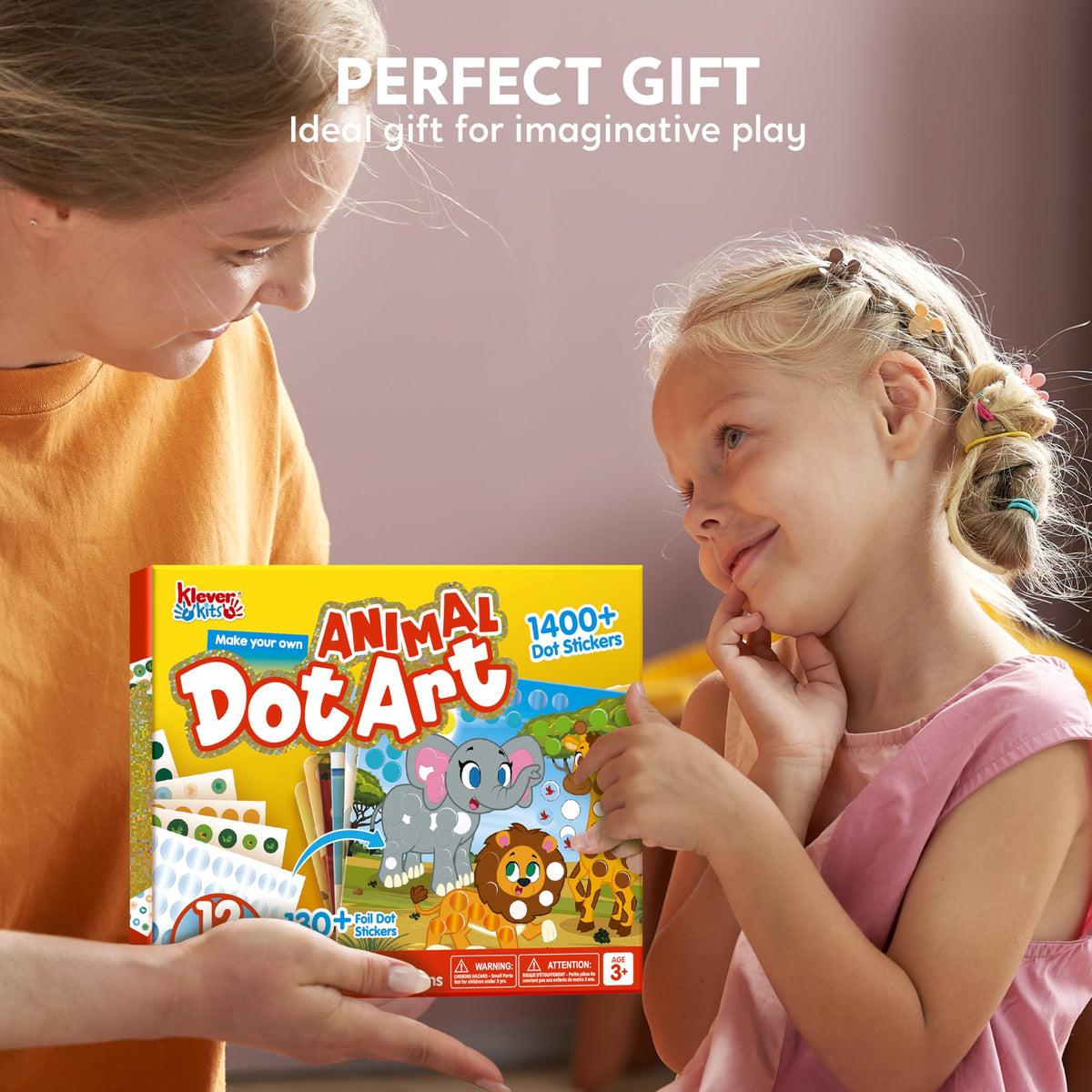 Klever Kits Dot Art Kit for Kids (Animal) — Mess-Free Sticker Craft for Ages 3-7